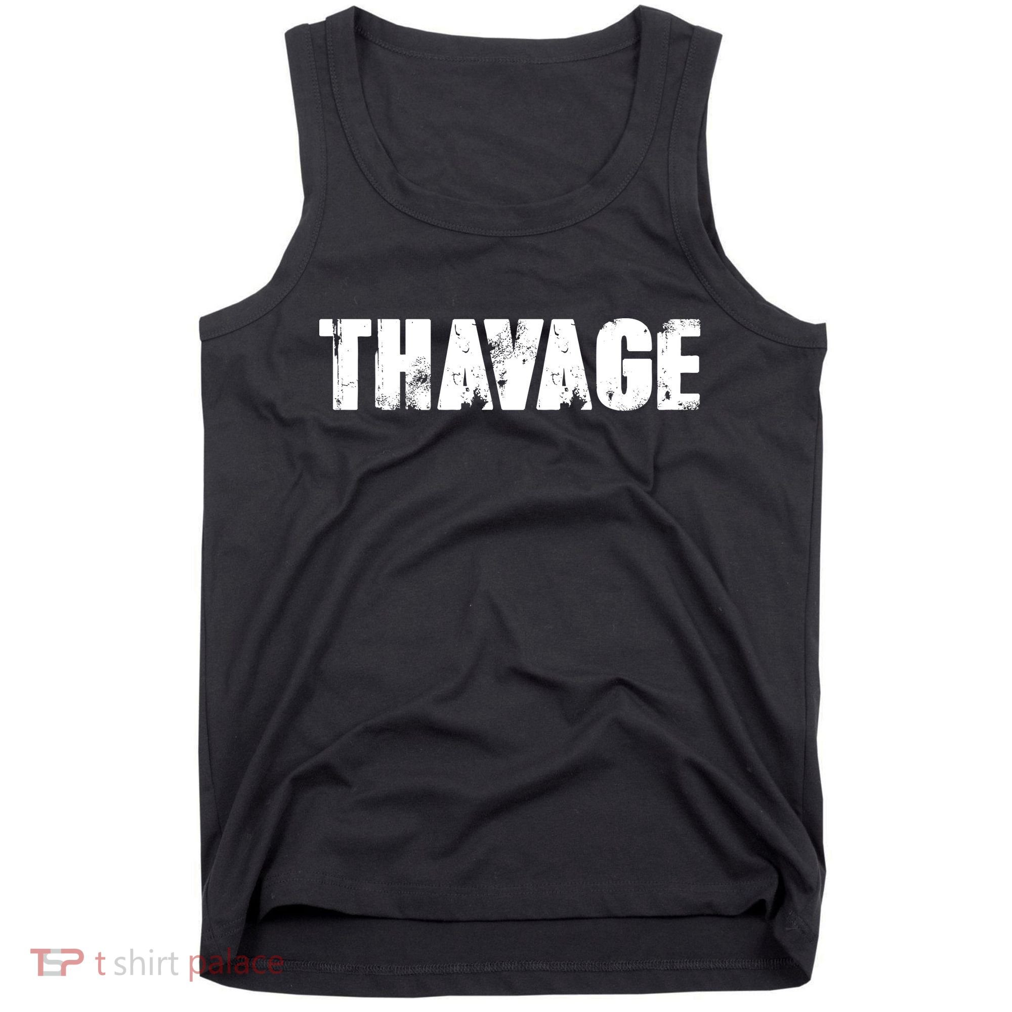 Distressed Thavage Savage Workout Gym Bodybuilding Tank Top