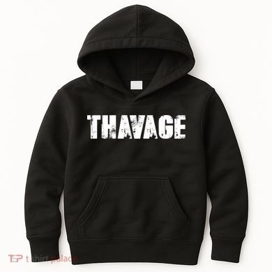 Distressed Thavage Savage Workout Gym Bodybuilding Kids Hoodie