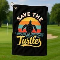 Determined Turtle - Save The Turtles Golf Towel thumb 1