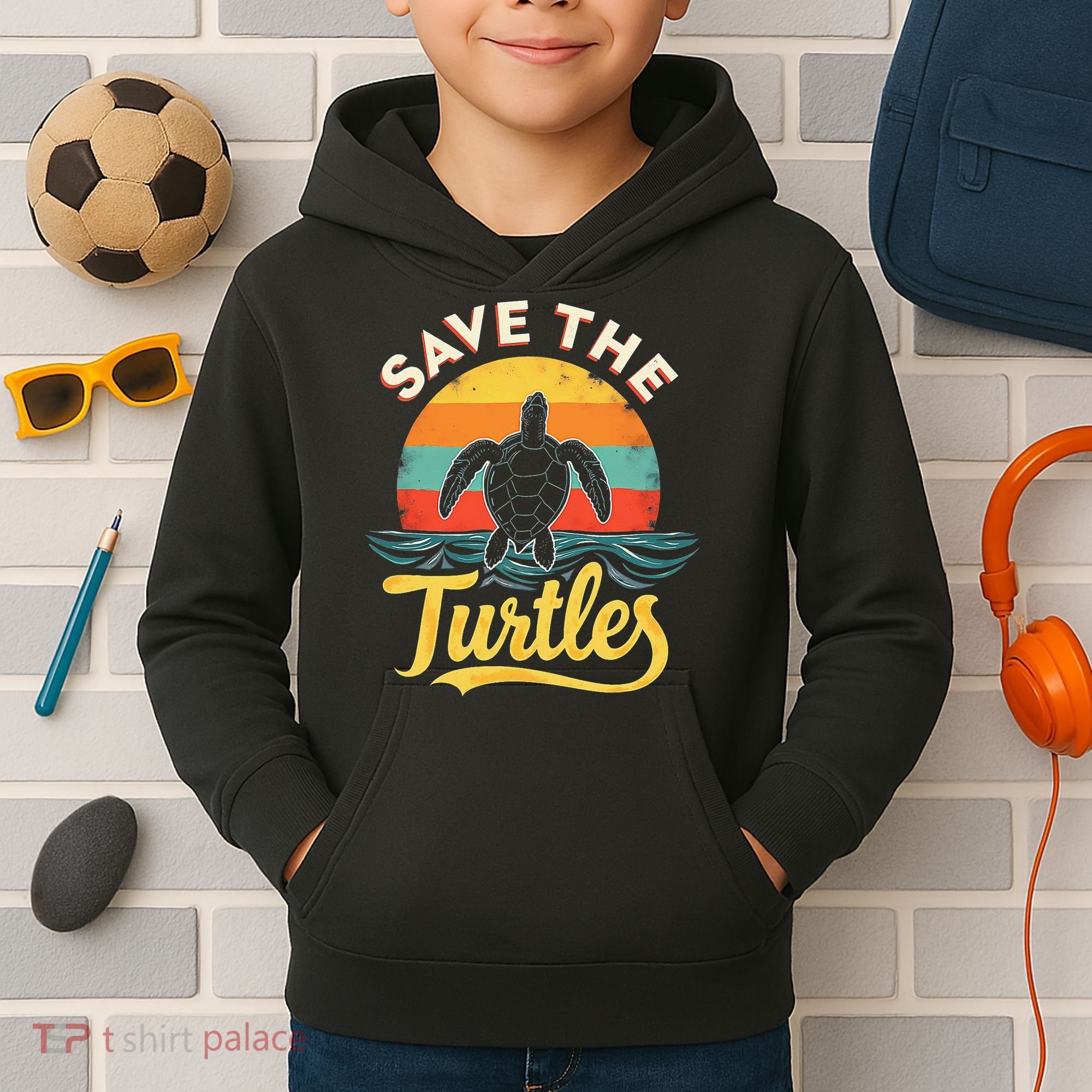 Determined Turtle - Save The Turtles Kids Hoodie