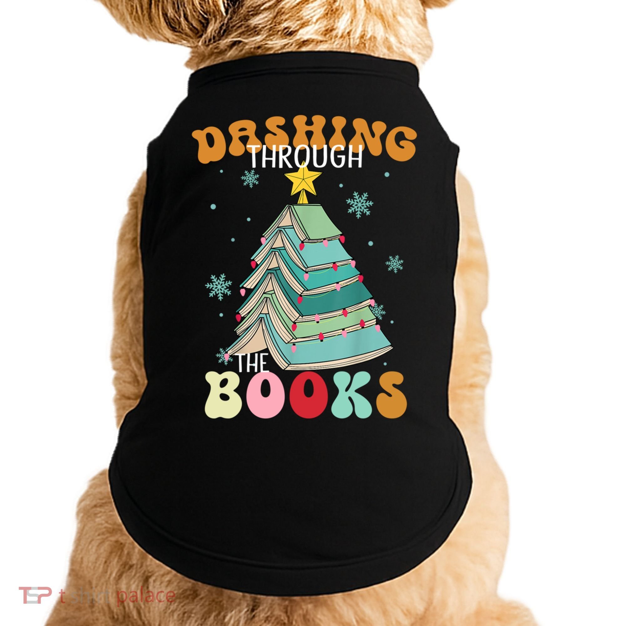 Dashing Through The Books Funny Book Christmas Tree Teacher Great Gift Doggie Tank
