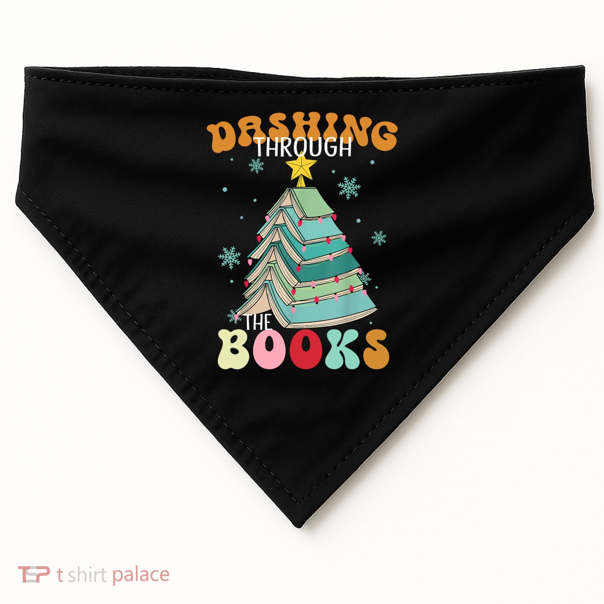 Dashing Through The Books Funny Book Christmas Tree Teacher Great Gift USA-Made Doggie Bandana