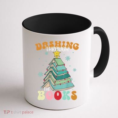 Dashing Through The Books Funny Book Christmas Tree Teacher Great Gift Coffee Mug back