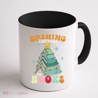 Dashing Through The Books Funny Book Christmas Tree Teacher Great Gift Coffee Mug thumb 1