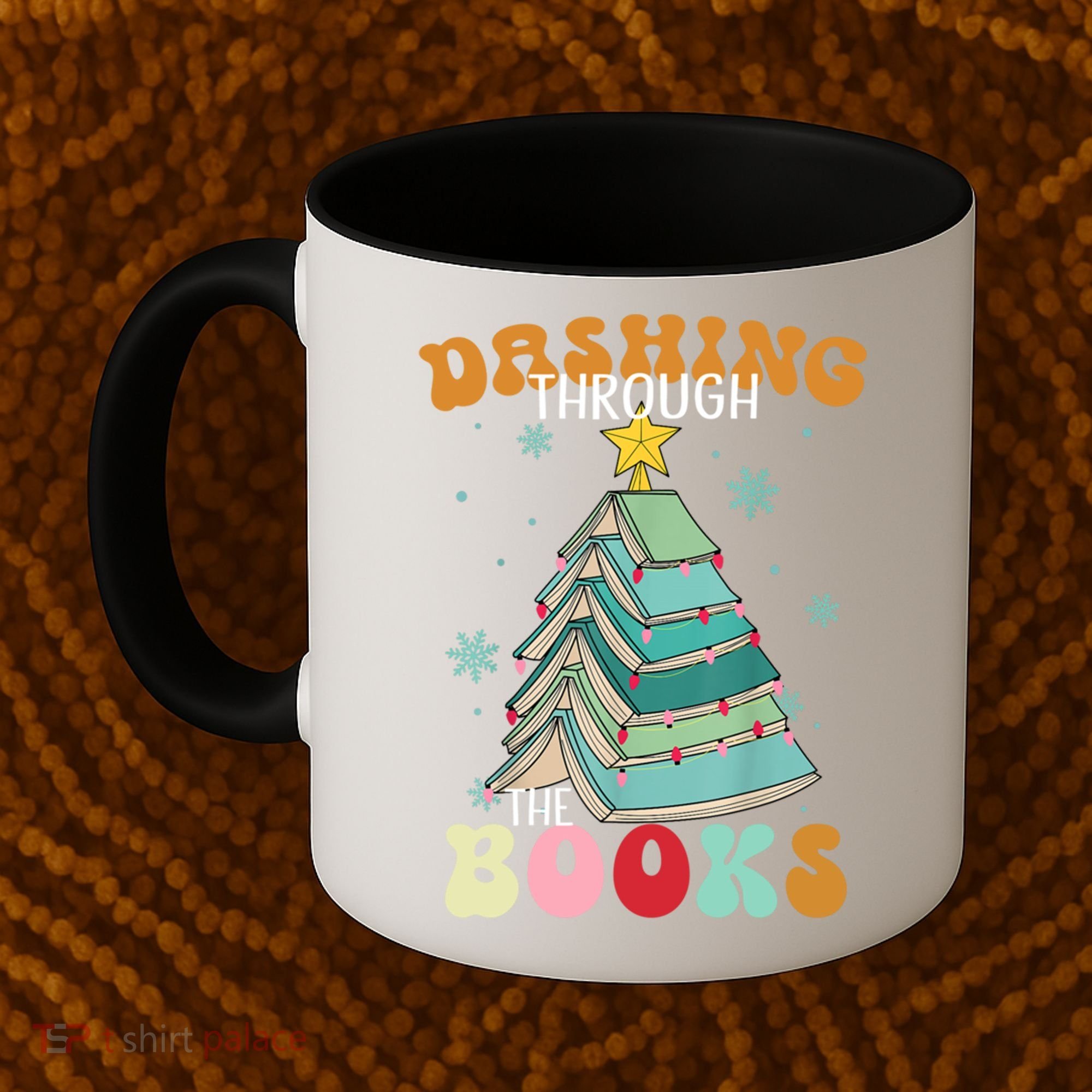 Dashing Through The Books Funny Book Christmas Tree Teacher Great Gift Coffee Mug