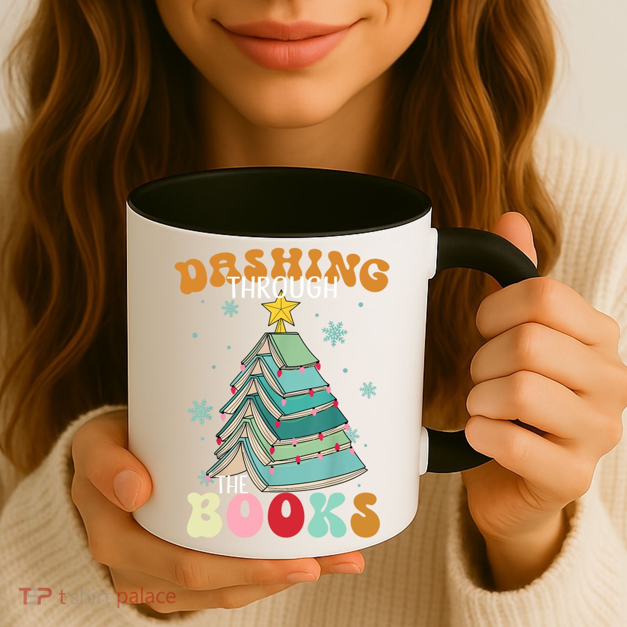 Dashing Through The Books Funny Book Christmas Tree Teacher Great Gift Coffee Mug