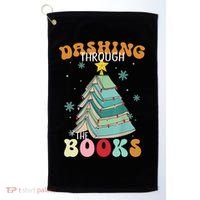 Dashing Through The Books Funny Book Christmas Tree Teacher Great Gift Golf Towel thumb 0
