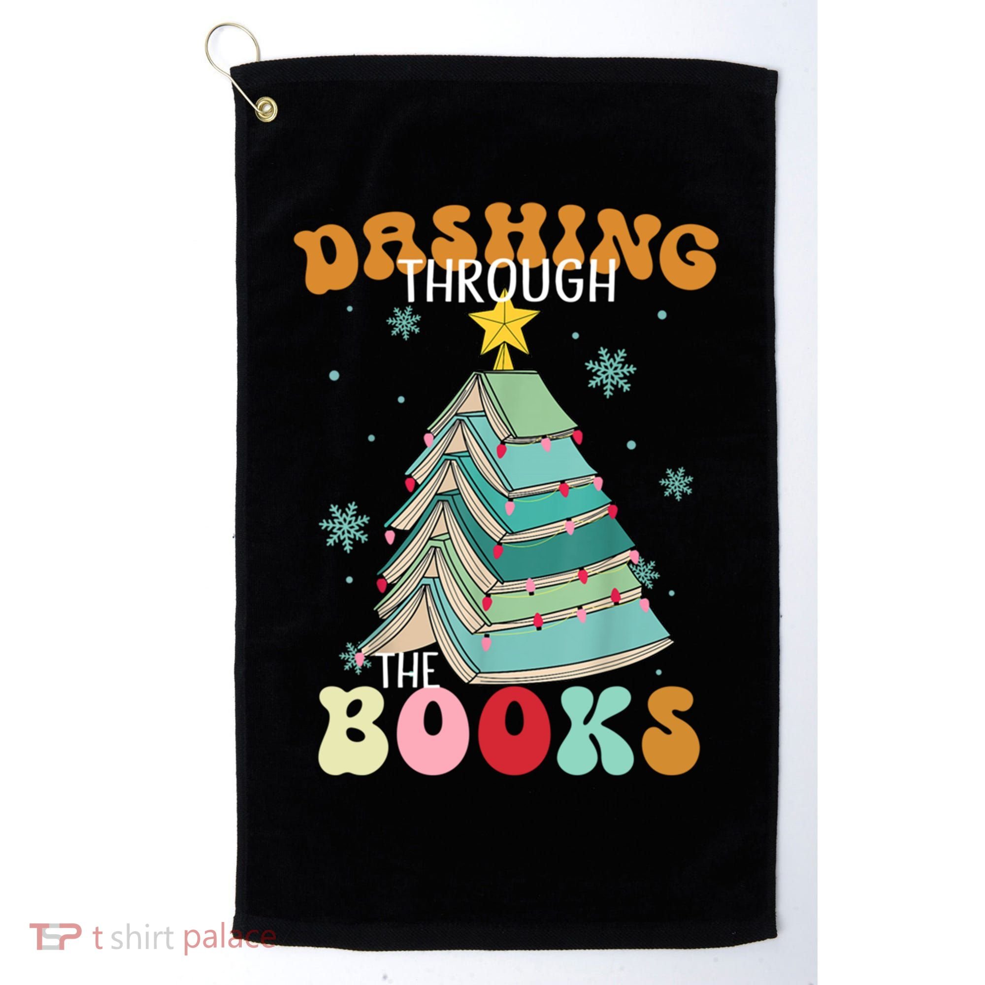 Dashing Through The Books Funny Book Christmas Tree Teacher Great Gift Golf Towel