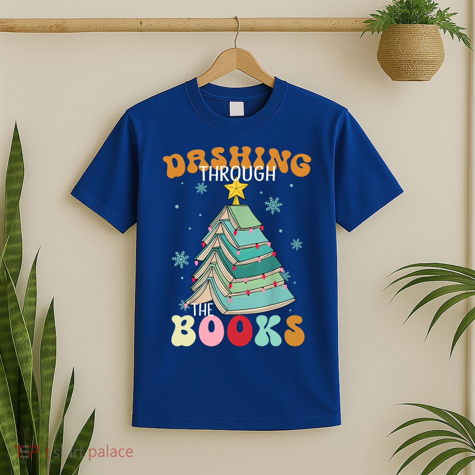 Dashing Through The Books Funny Book Christmas Tree Teacher Great Gift T-Shirt