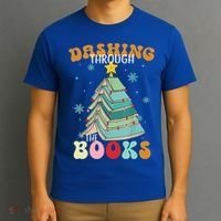 Dashing Through The Books Funny Book Christmas Tree Teacher Great Gift T-Shirt thumb 3