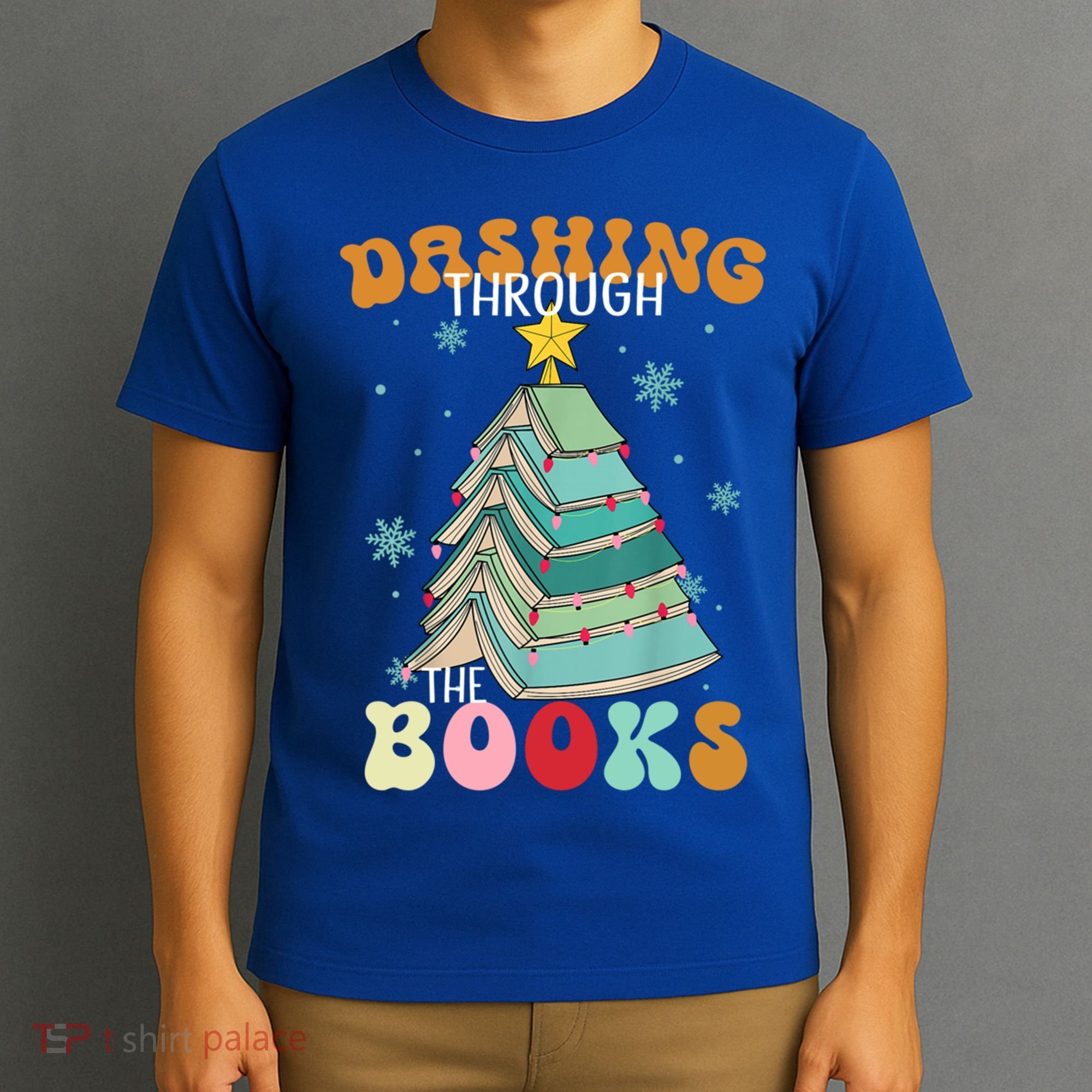 Dashing Through The Books Funny Book Christmas Tree Teacher Great Gift T-Shirt