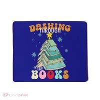 Dashing Through The Books Funny Book Christmas Tree Teacher Great Gift Mousepad thumb 0