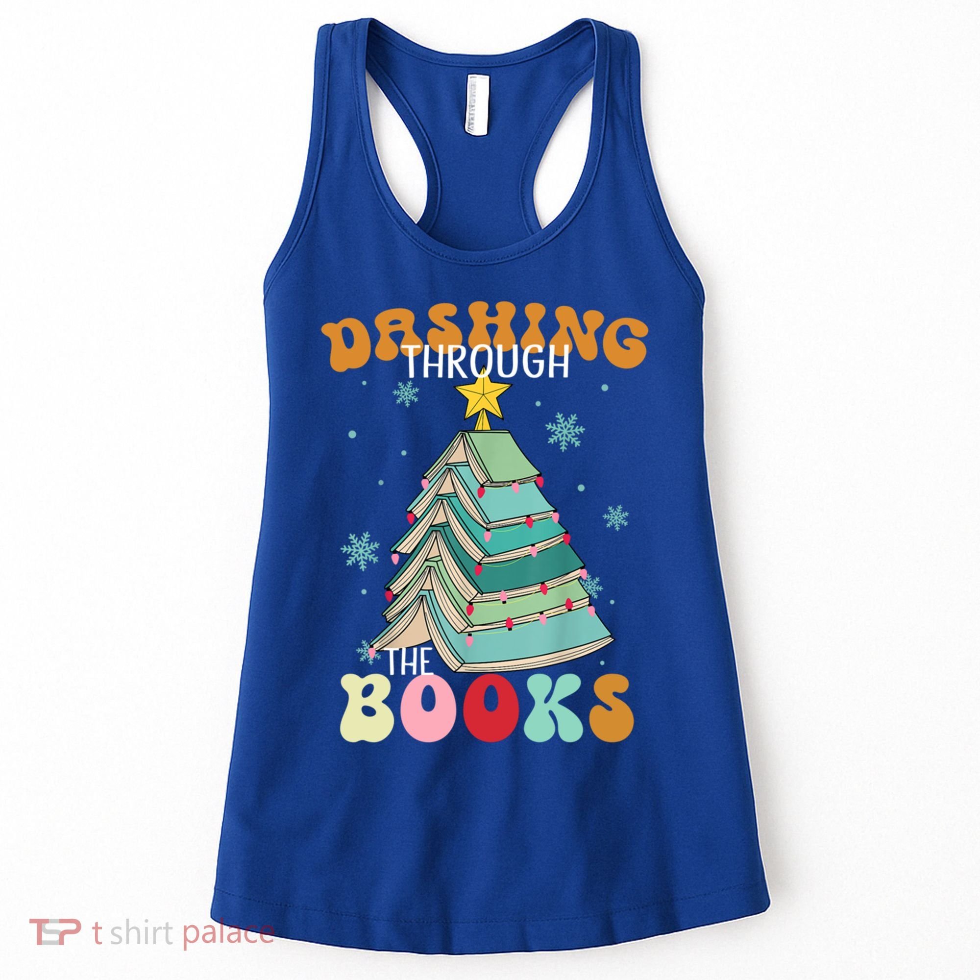 Dashing Through The Books Funny Book Christmas Tree Teacher Great Gift Women's Tank Top