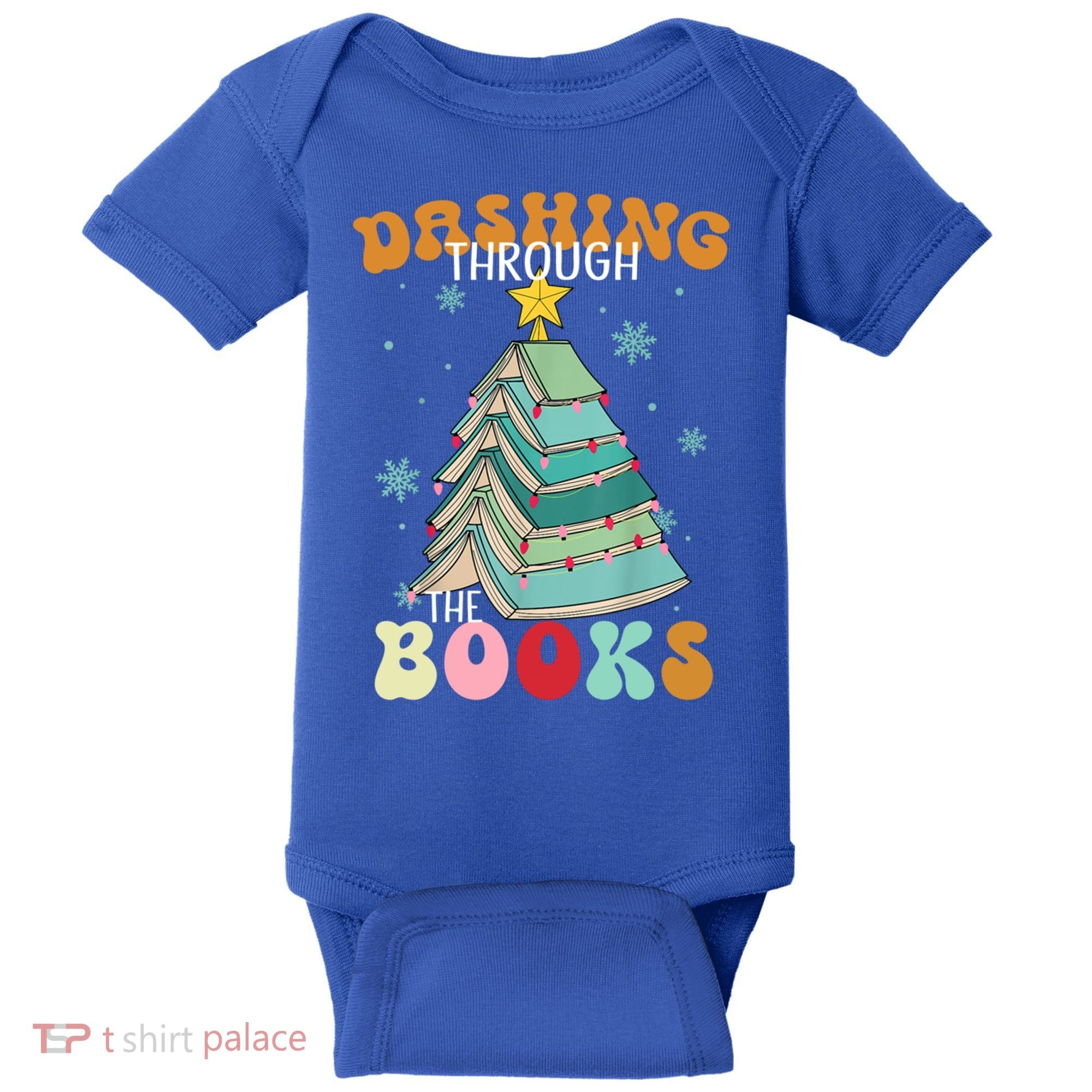 Dashing Through The Books Funny Book Christmas Tree Teacher Great Gift Baby Bodysuit