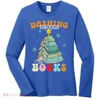 Dashing Through The Books Funny Book Christmas Tree Teacher Great Gift Women's Long Sleeve Shirt thumb 0