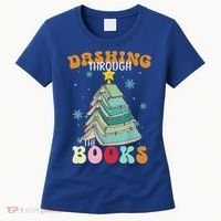 Dashing Through The Books Funny Book Christmas Tree Teacher Great Gift Women's T-Shirt thumb 0