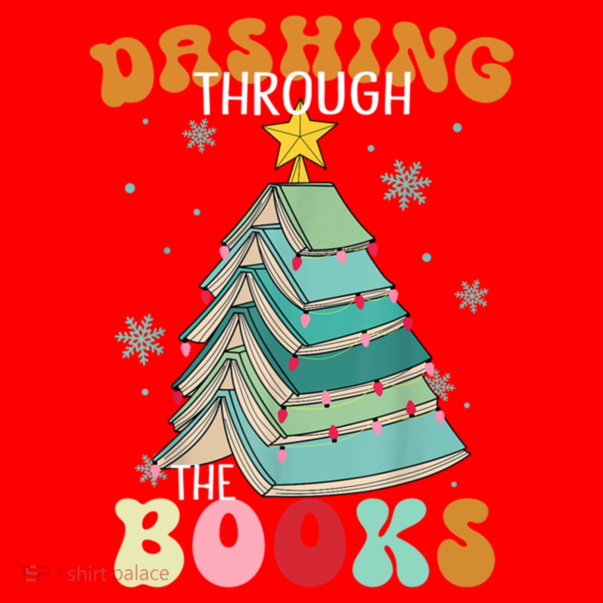 Dashing Through The Books Funny Book Christmas Tree Teacher Great Gift Santa Hat