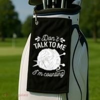 Don't Talk To Me I'm Counting Knitting Lover Knitters Gift Golf Towel thumb 2