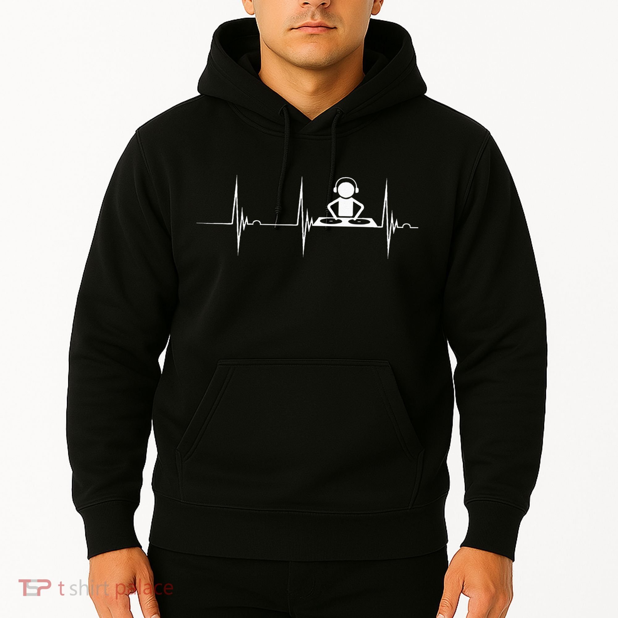 DJ Techno Turntable DJ Heartbeat EKG Pulse Dance Music Hoodie