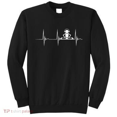 DJ Techno Turntable DJ Heartbeat EKG Pulse Dance Music Sweatshirt