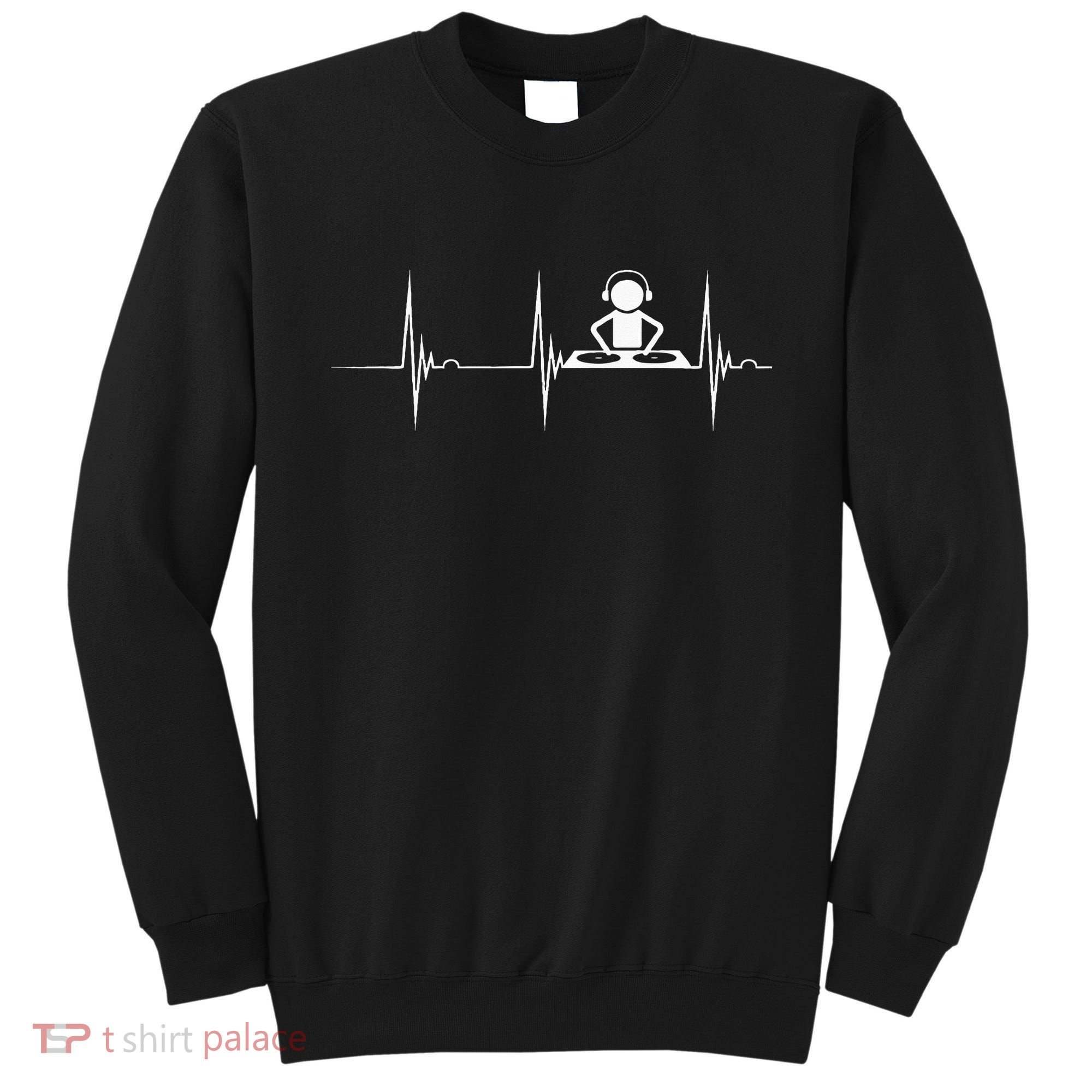 DJ Techno Turntable DJ Heartbeat EKG Pulse Dance Music Sweatshirt