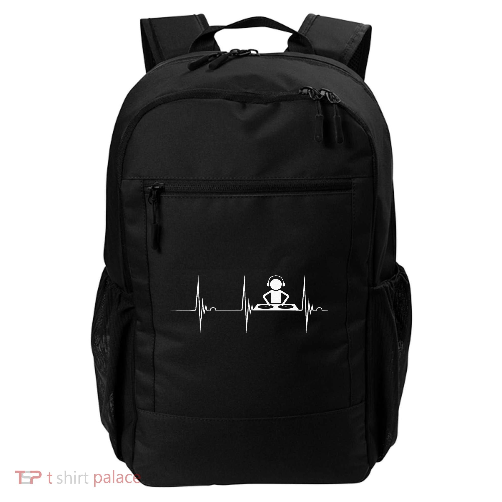 DJ Techno Turntable DJ Heartbeat EKG Pulse Dance Music Backpack