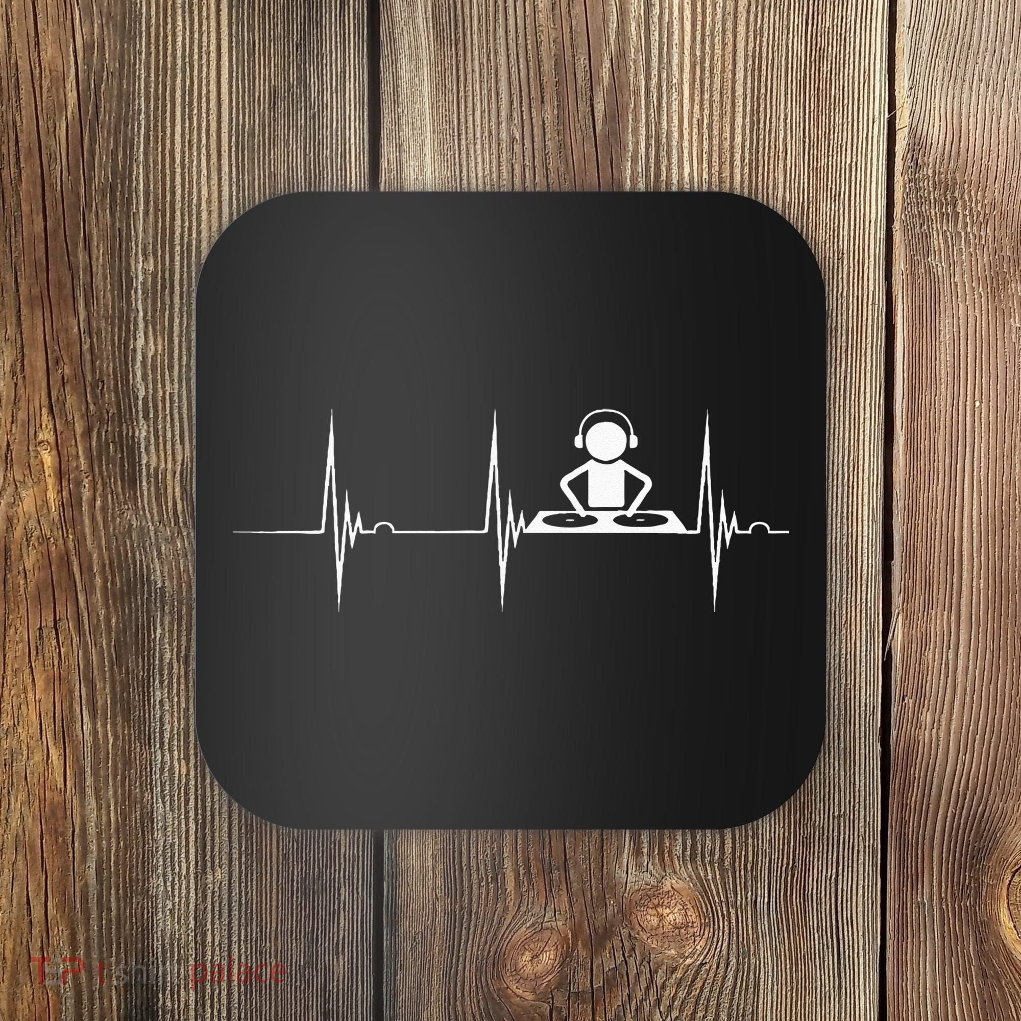 DJ Techno Turntable DJ Heartbeat EKG Pulse Dance Music Coaster