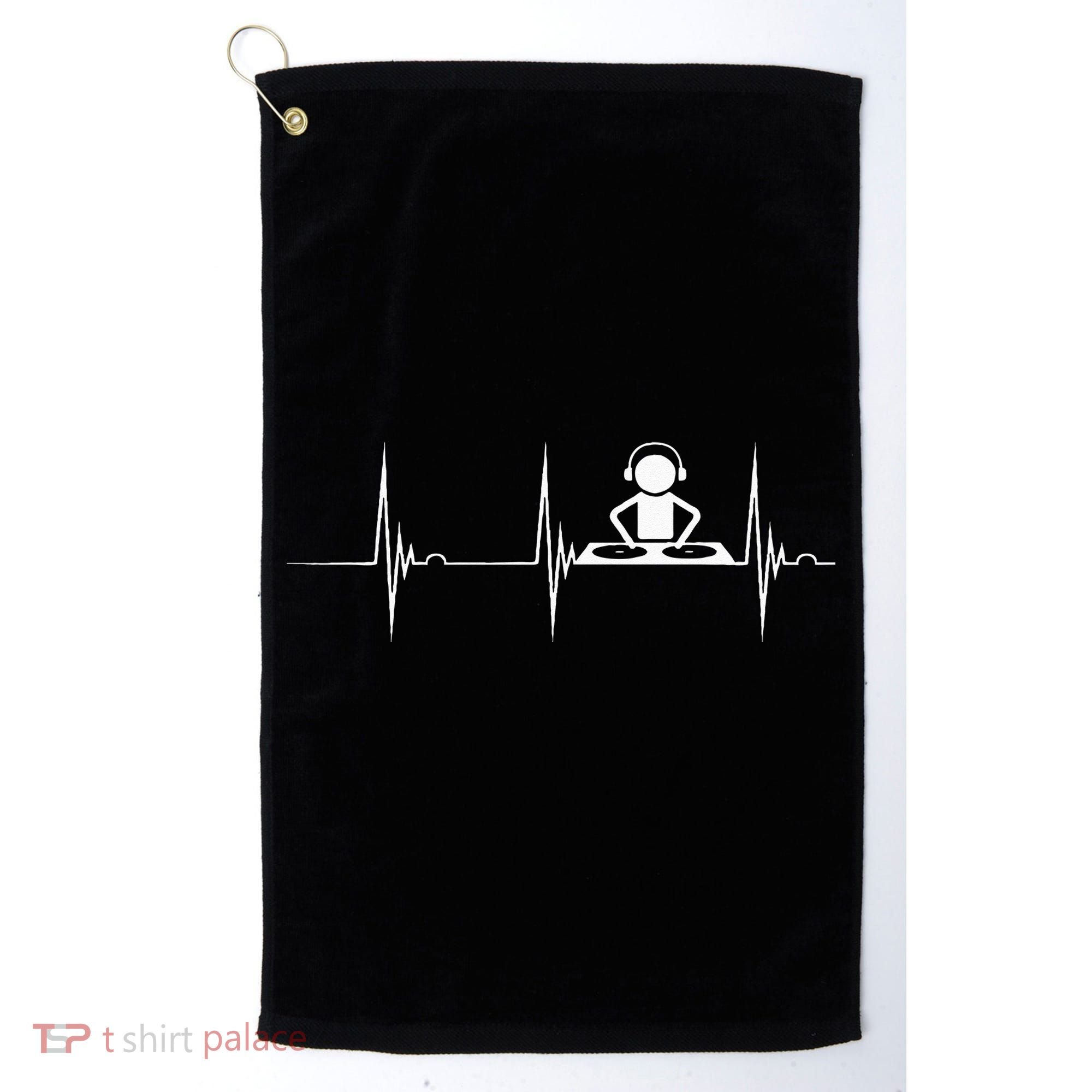 DJ Techno Turntable DJ Heartbeat EKG Pulse Dance Music Golf Towel