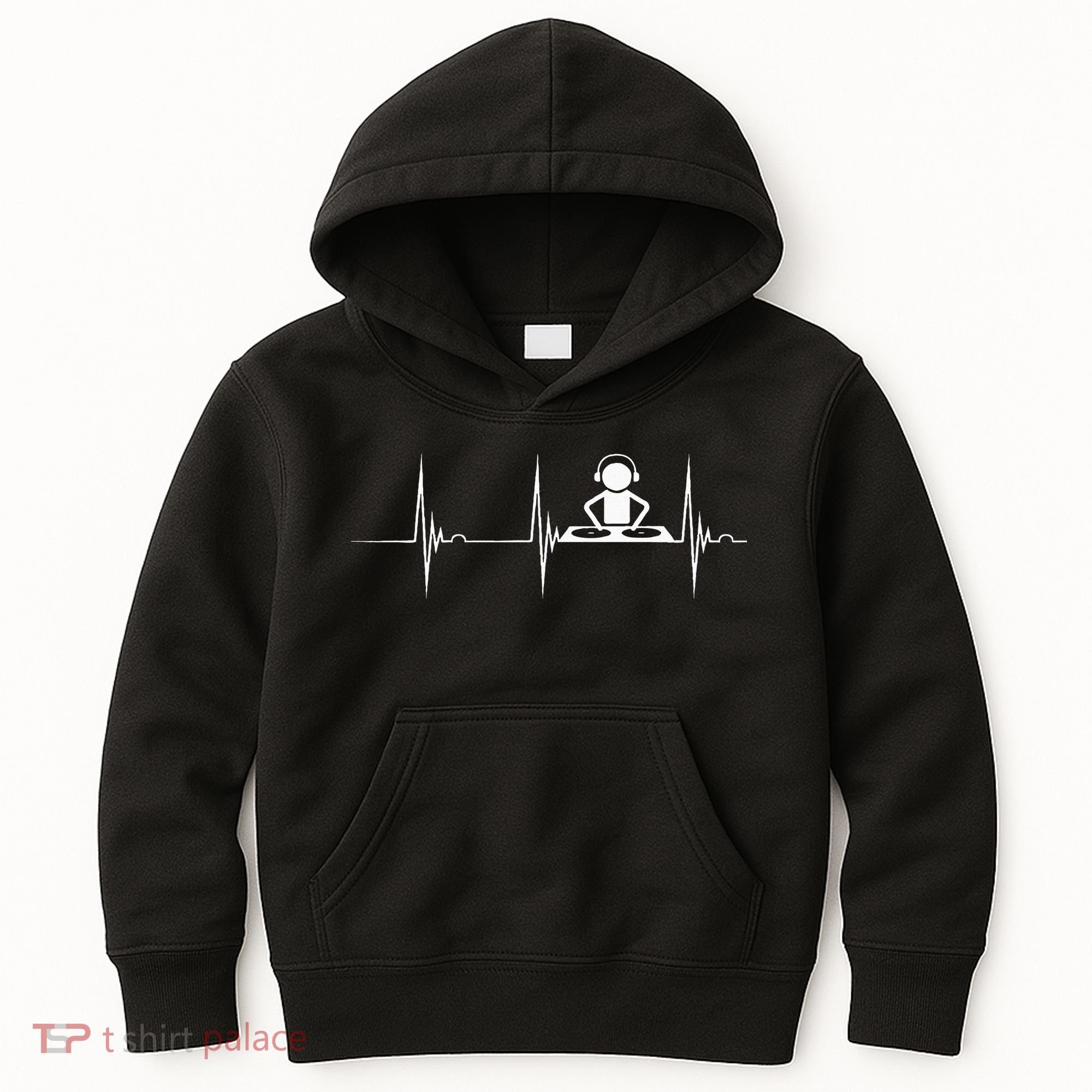 DJ Techno Turntable DJ Heartbeat EKG Pulse Dance Music Kids Hoodie