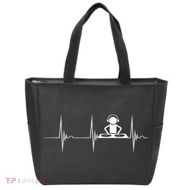 DJ Techno Turntable DJ Heartbeat EKG Pulse Dance Music Tote Bag