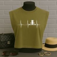 DJ Techno Turntable DJ Heartbeat EKG Pulse Dance Music Garment-Dyed Women's Muscle Tee thumb 3