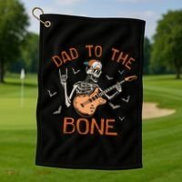 Dad To The Bone Funny Halloween Skeleton Guitar Lover Meaningful Gift Golf Towel thumb 1