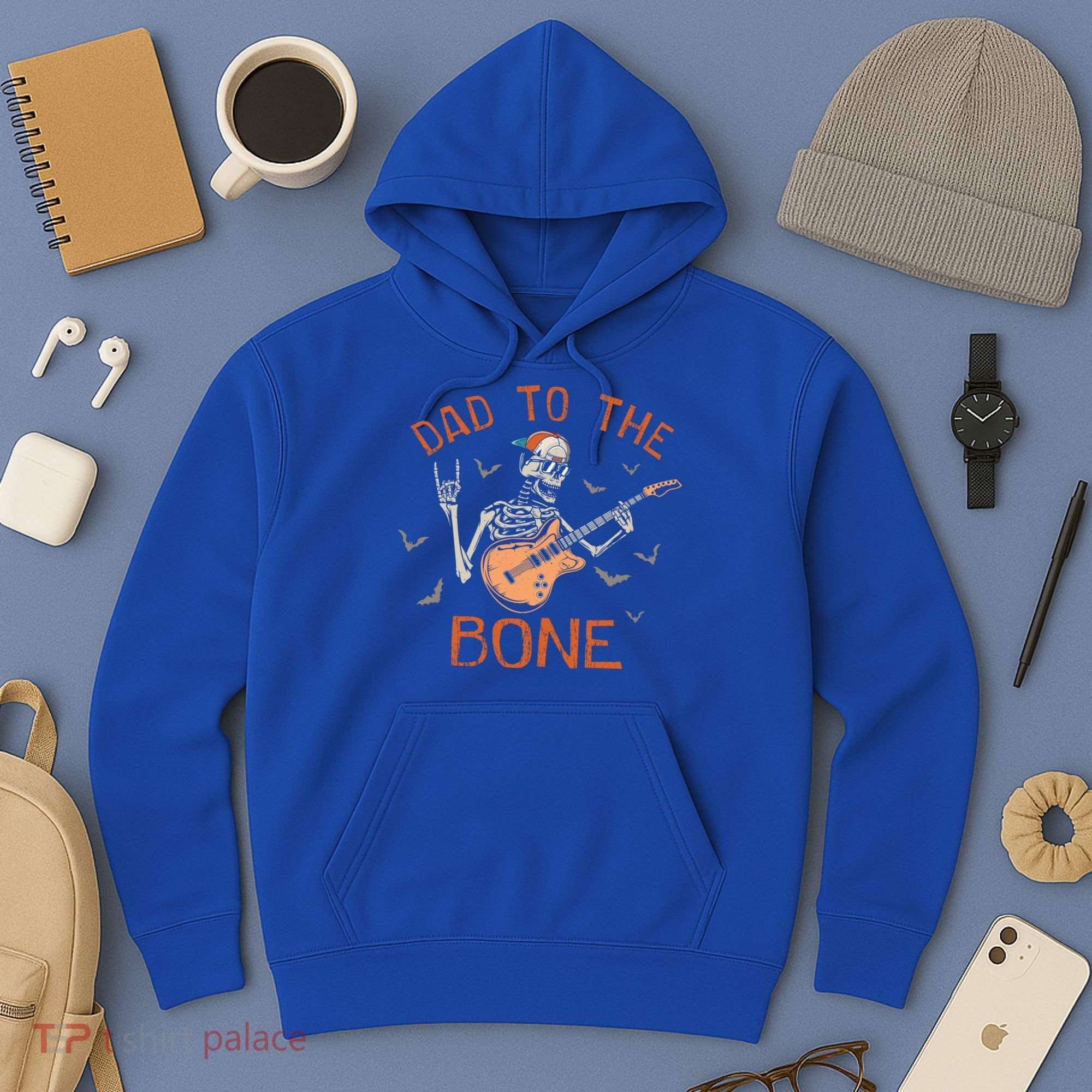 Dad To The Bone Funny Halloween Skeleton Guitar Lover Meaningful Gift Hoodie