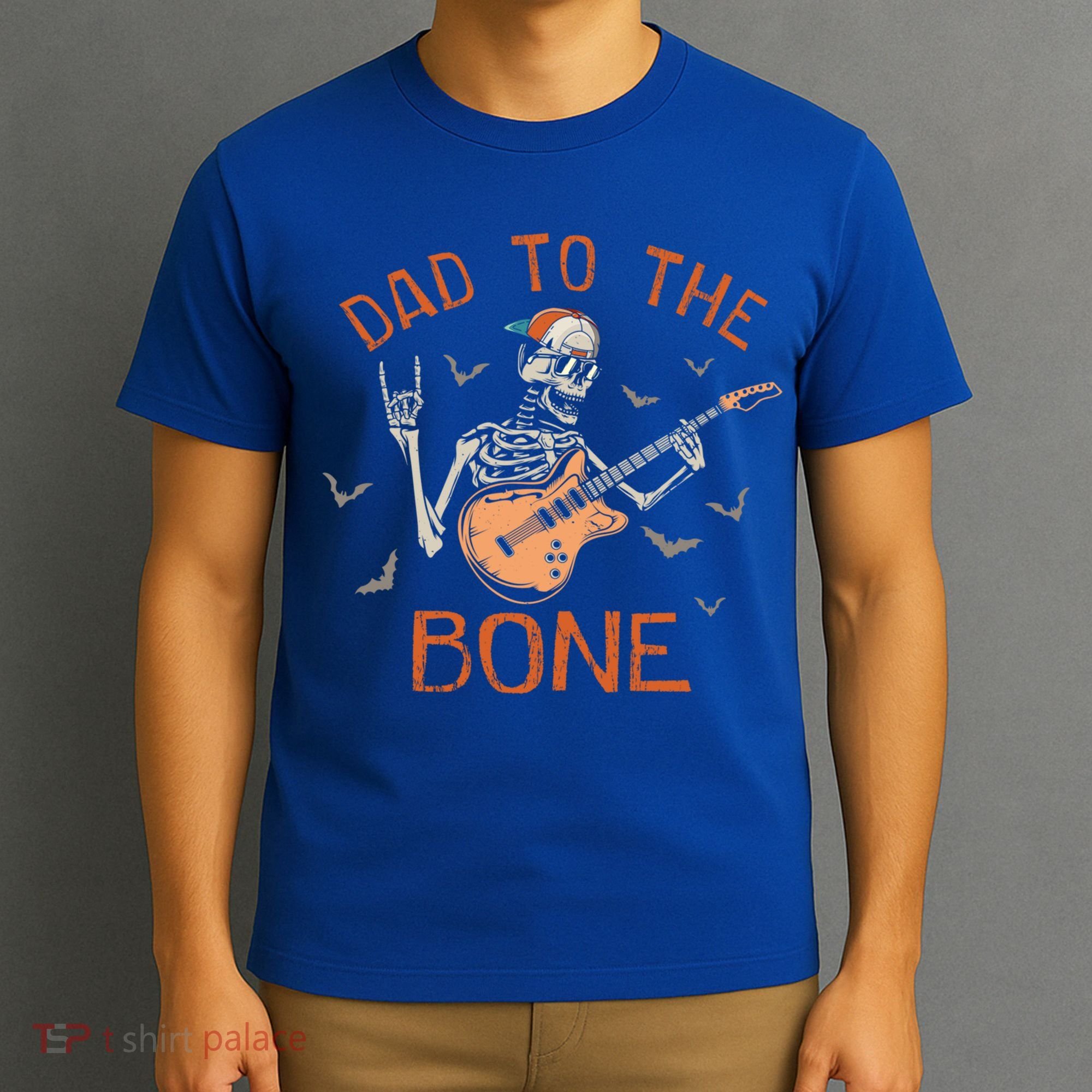 Dad To The Bone Funny Halloween Skeleton Guitar Lover Meaningful Gift T-Shirt