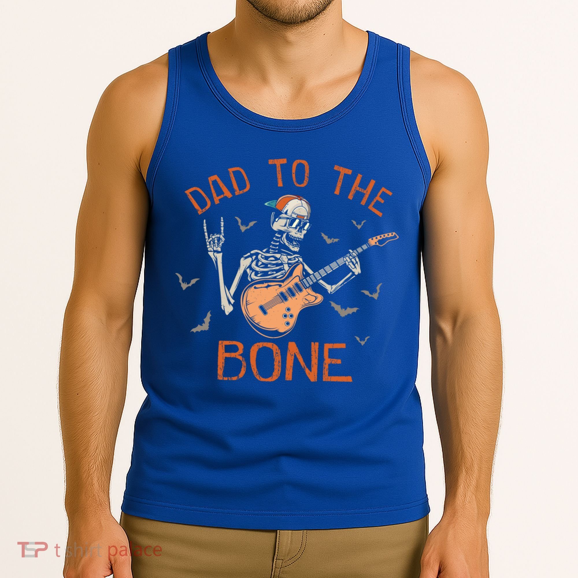 Dad To The Bone Funny Halloween Skeleton Guitar Lover Meaningful Gift Tank Top