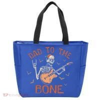 Dad To The Bone Funny Halloween Skeleton Guitar Lover Meaningful Gift Tote Bag thumb 0