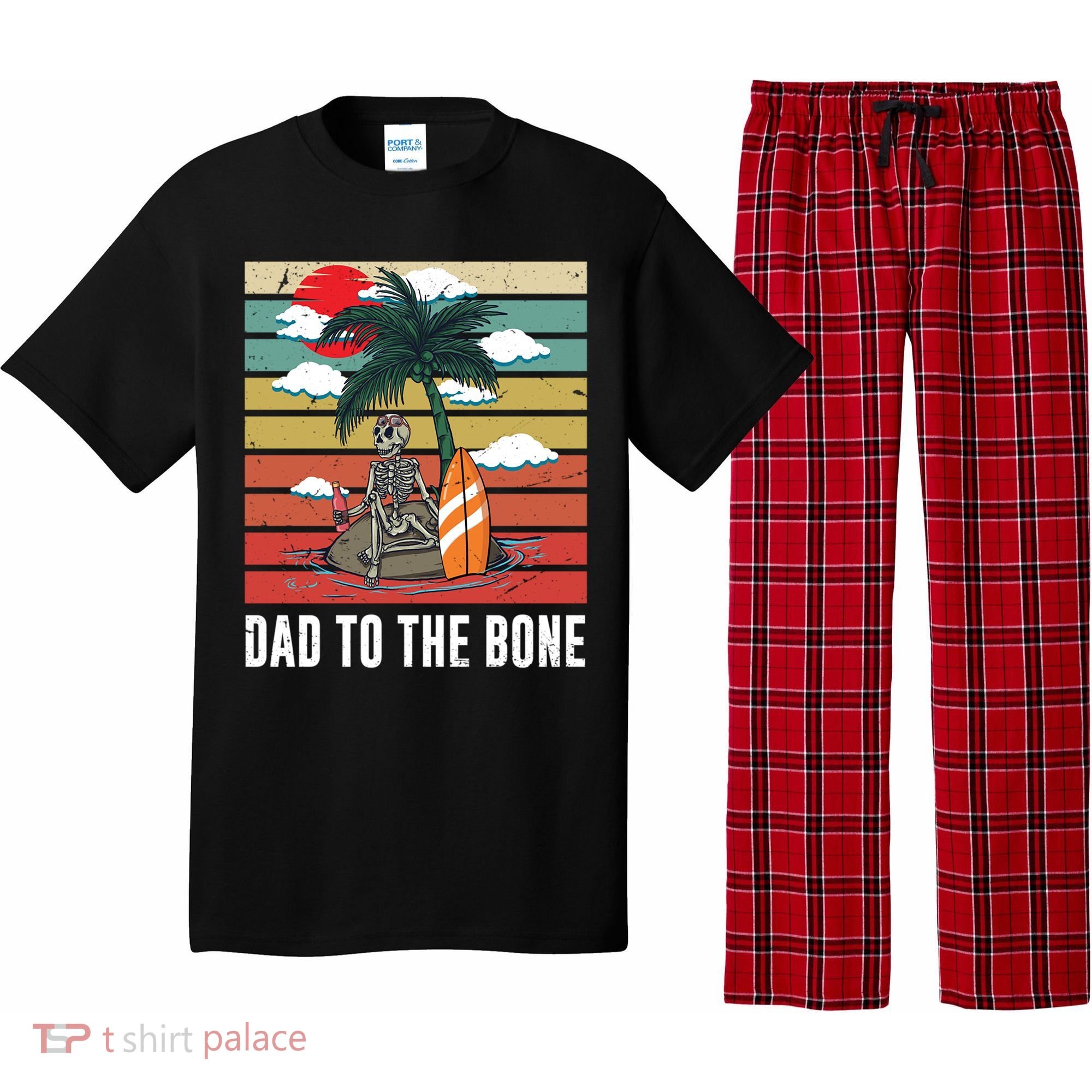 Dad To The Bone Spooky Skeleton Halloween Fathers Day Cute Gift Pajama Set