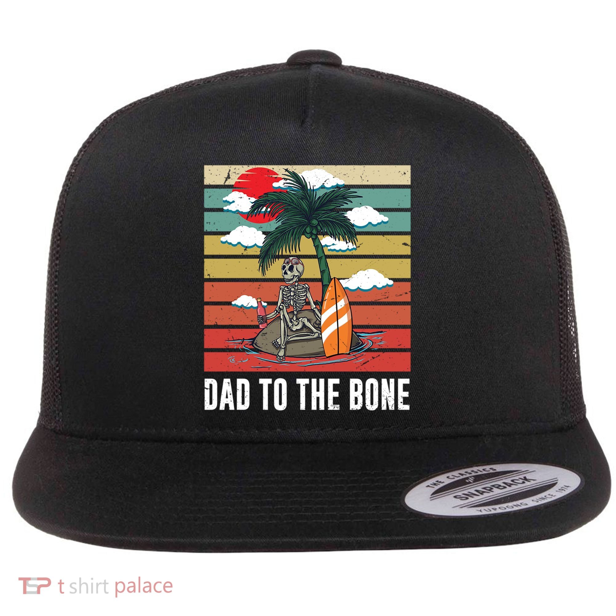 Dad To The Bone Spooky Skeleton Halloween Fathers Day Cute Gift Flat Bill Trucker Hat