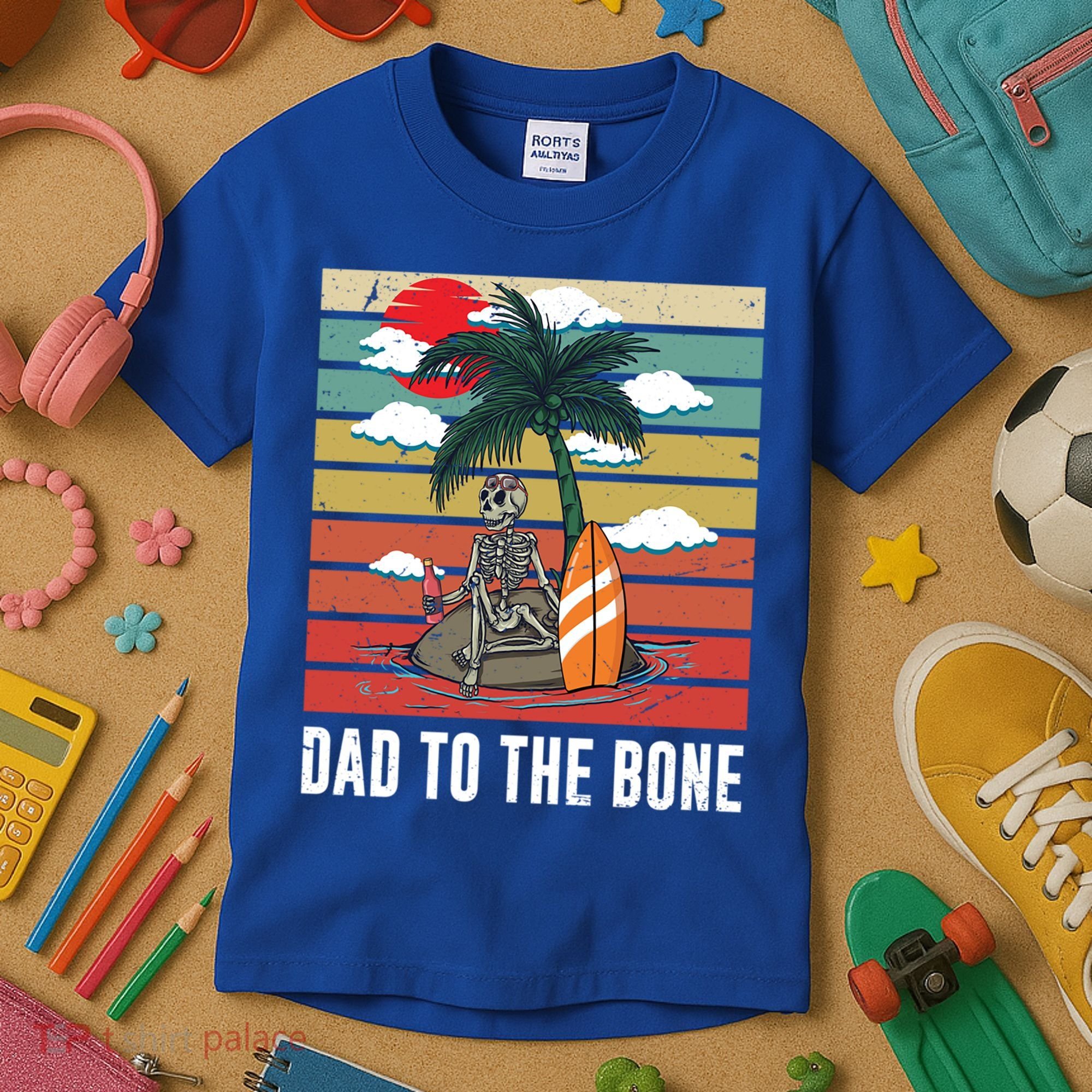 Dad To The Bone Spooky Skeleton Halloween Fathers Day Cute Gift Kids T-Shirt