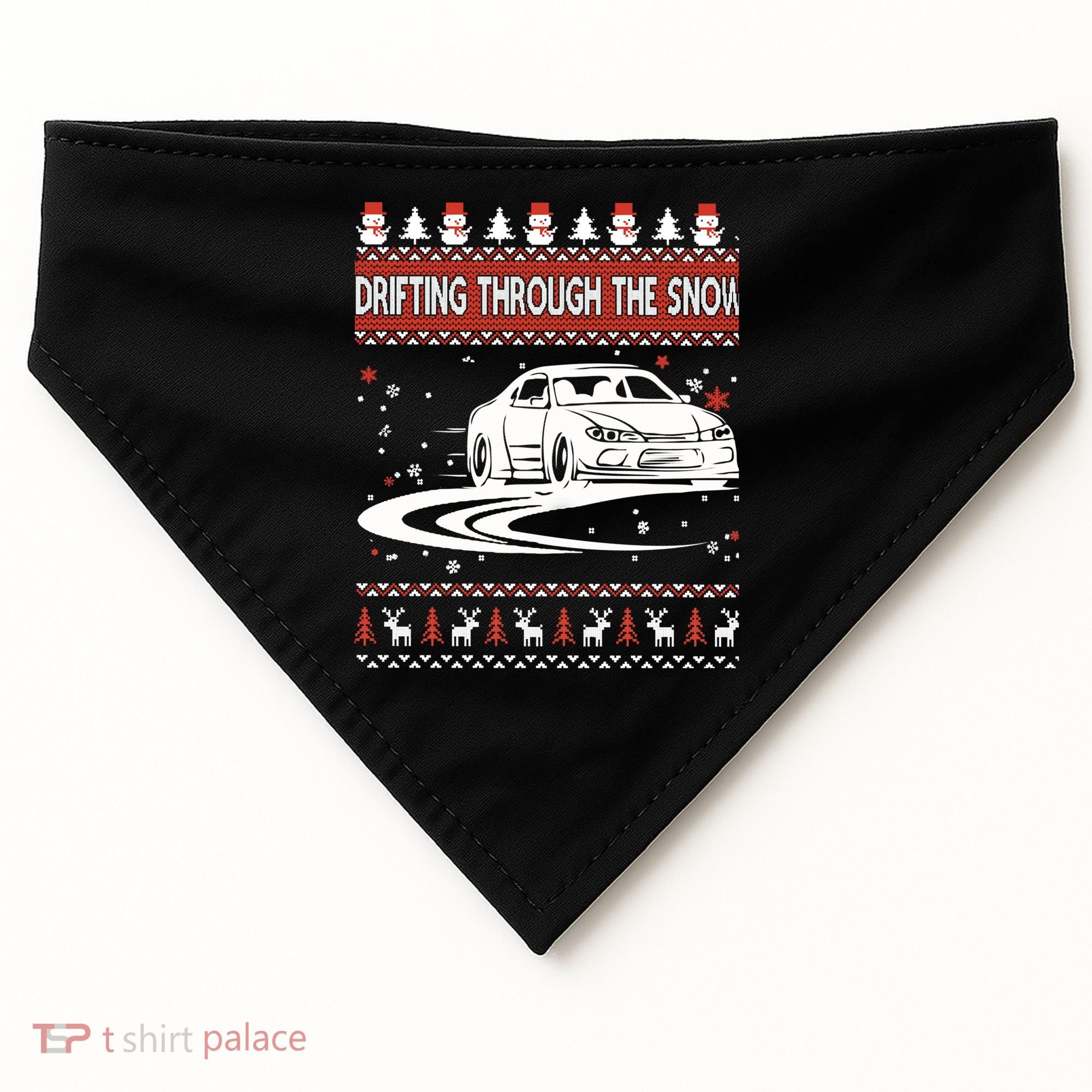 Drifting Through The Snow Ugly Christmas Sweater Classic Gift USA-Made Doggie Bandana