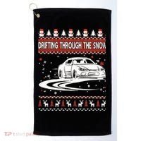 Drifting Through The Snow Ugly Christmas Sweater Classic Gift Golf Towel thumb 0