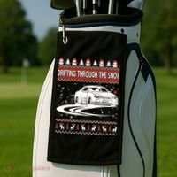 Drifting Through The Snow Ugly Christmas Sweater Classic Gift Golf Towel thumb 2