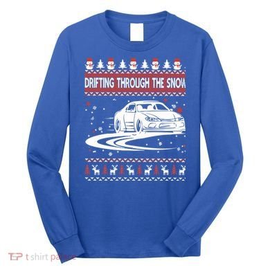 Drifting Through The Snow Ugly Christmas Sweater Classic Gift Long Sleeve Shirt