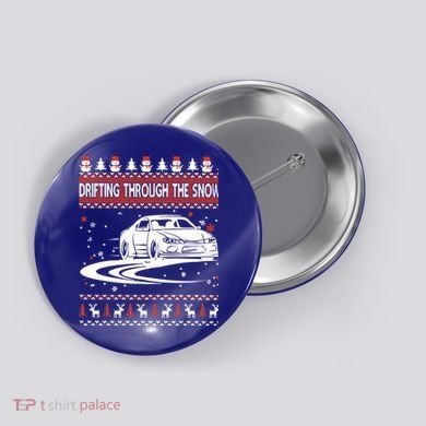 Drifting Through The Snow Ugly Christmas Sweater Classic Gift Button