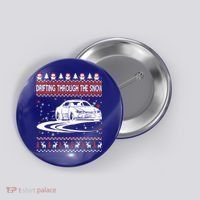 Drifting Through The Snow Ugly Christmas Sweater Classic Gift Button thumb 0