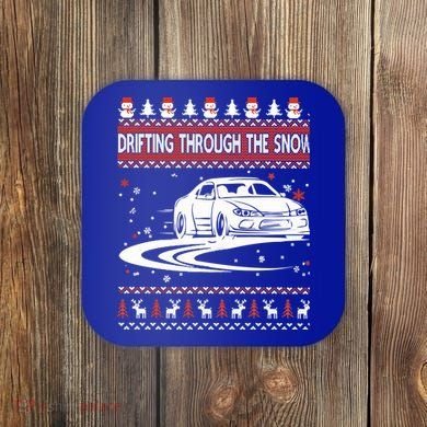 Drifting Through The Snow Ugly Christmas Sweater Classic Gift Coaster