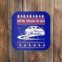 Drifting Through The Snow Ugly Christmas Sweater Classic Gift Coaster thumb 0