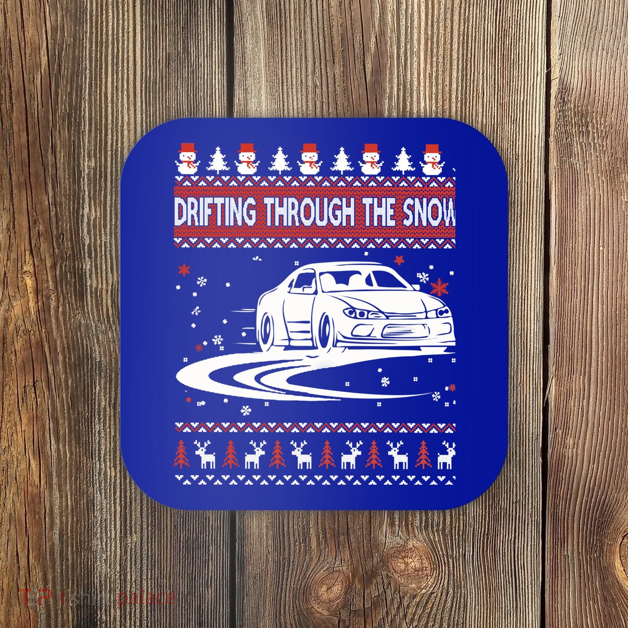 Drifting Through The Snow Ugly Christmas Sweater Classic Gift Coaster