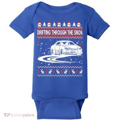 Drifting Through The Snow Ugly Christmas Sweater Classic Gift Baby Bodysuit