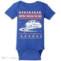 Drifting Through The Snow Ugly Christmas Sweater Classic Gift Baby Bodysuit thumb 0